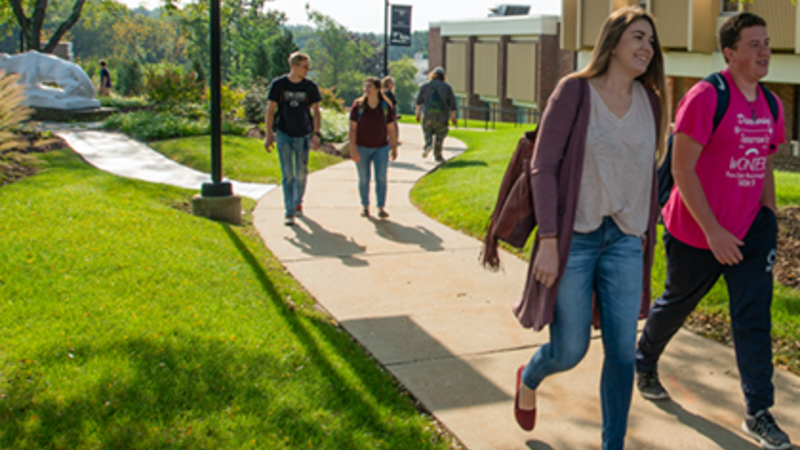 students walking